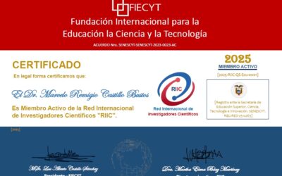 Certificado: Miembros Activo de la RIIC – FIECYT